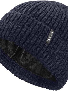 Unisex Navy Warm Knit Winter Pull-On Cuffed Beanie Soft Classic Ski Skull Cap